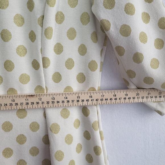 Boden Polka Dot Jacquard Dress US 12R Cream Gold Knit Holiday Party Knee Length - Picture 9 of 14